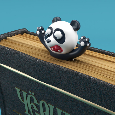 1 PC Original Cute Panda And Shiba Inu PVC Material Funny Bookmarks 3D Stereo Cartoon Bookmark School Supplies Stationery ► Photo 1/6