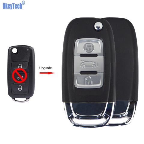 OkeyTech Folding Remote Car Key Case For VW Volkswagen Caddy Golf Jetta Beetle Polo Tiguan Modified Car Key Case Uncut Blade ► Photo 1/6