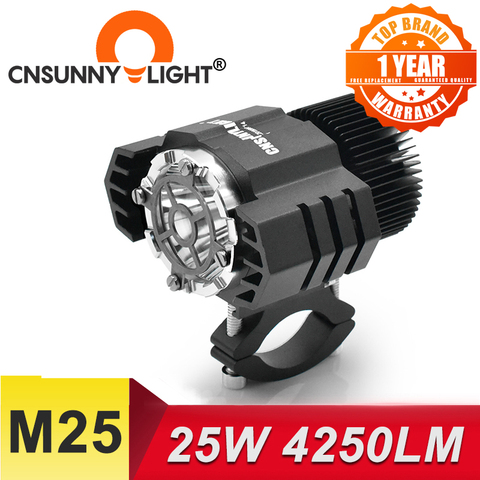 CNSUNNYLIGHT LED Motorcycle Headlight Spotlight 25W 4250Lm Super Bright White Moto Fog DRL Headlamp Hunting Driving Lights 6000K ► Photo 1/6