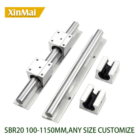 2 Set 20mm Rod sbr SBR20 Fully Supported Linear Rail guide lineaire Shaft With 4Pcs SBR20UU Slide Ball Bearing Block for cnc ► Photo 1/4