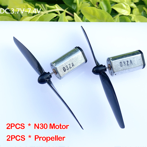 2PCS N30 Motor + Propeller DC 3.7V-7.4V 4.2V 5V 6V 34000RPM Mini Electric Motors Engine High Speed DIY Aircraft RC Drone Glider ► Photo 1/6