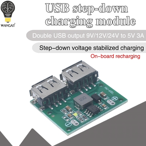 9V 12V 24V to 5V DC-DC Step Down Charger Power Module Dual USB Output Buck Voltage Board 3A Car Charge Charging Regulator 6-26V ► Photo 1/6