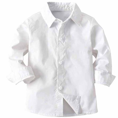 Children White boys/girls shirts Kids Tops Boys girls long Sleeve baby wedding Clothing Baby top Tee Shirts Students Clothing ► Photo 1/6