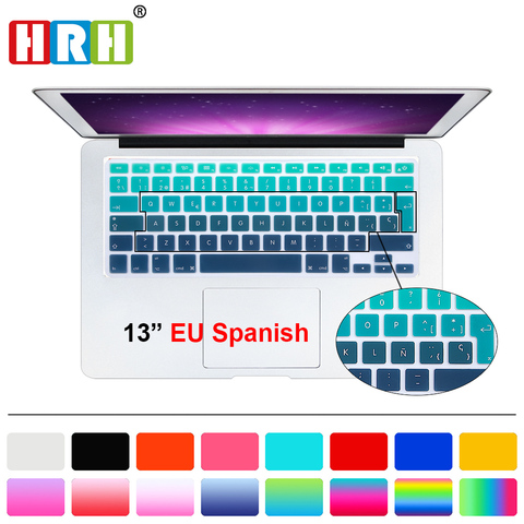 HRH UK/EU ESP Slim Spanish Gradient Rainbow Silicone Keyboard Cover Keypad Skin Protector For Macbook Air Pro Retina 13 15 17 ► Photo 1/6