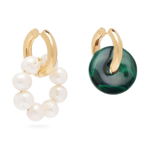 new brand bohemian boho natural stone malachite beads jade Mismatched Quartz Hoop Earrings freshwater pearl earrings for women ► Photo 1/6
