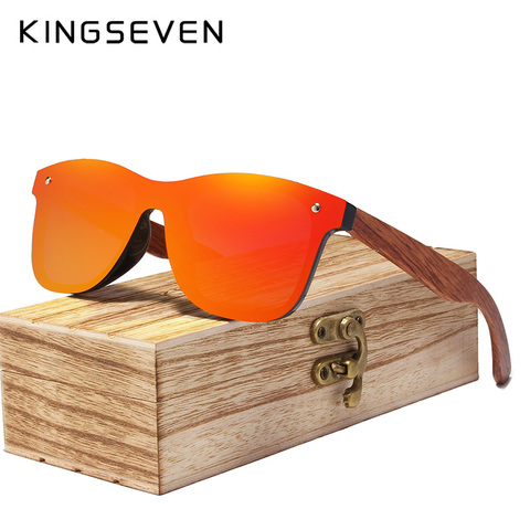 KINGSEVEN Rimless Polarized Wood Sunglasses Men Square Frame UV400 Sun glasses Women Sun glasses Male oculos de sol Feminino ► Photo 1/5