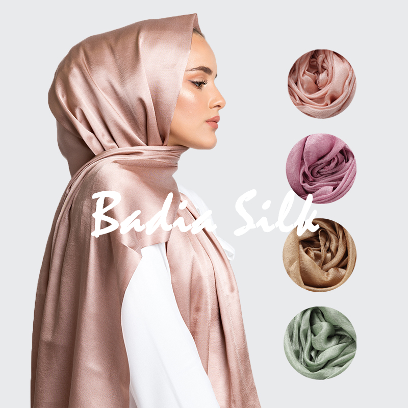 One piece solid plain shinny hijab scarf oversize islam shawl head - Main Image