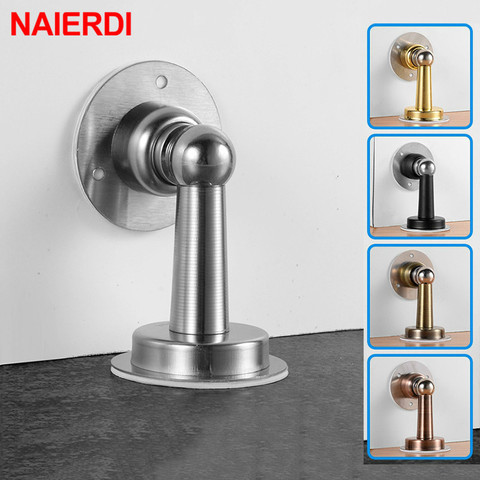 NAIERDI Magnetic Door Stop Stainless Steel Door Stopper Bathroom Heavy Duty Floor Wall Mount Wind-Proof Door Holder ► Photo 1/6