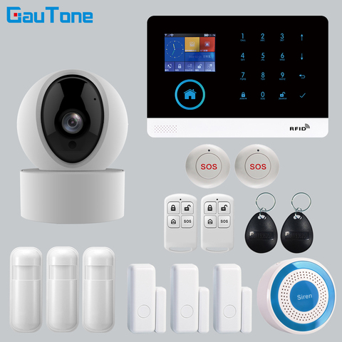 APP Remote Control Wireless Home Security WIFI GSM SOS GPRS Alarm system with Camera RFID card Arm Disarm For Android and IOS ► Photo 1/6