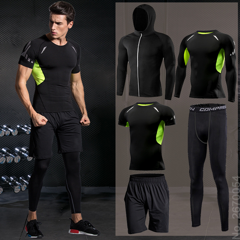 Men Sportswear Compression Sport Suits Quick Dry Running Sets Clothes Sports Joggers Training Gym Fitness Tracksuits Running Set ► Photo 1/6