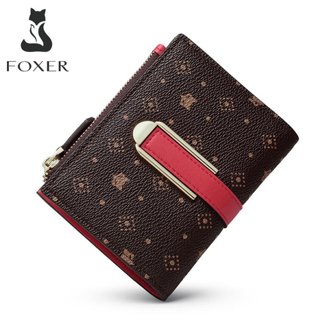 Foxer Female Signature Small Purse Embossing Wallet Mini Ladies Money Bag Chic PVC Leather Women Card Holder Fashion Clutch Bag ► Photo 1/6