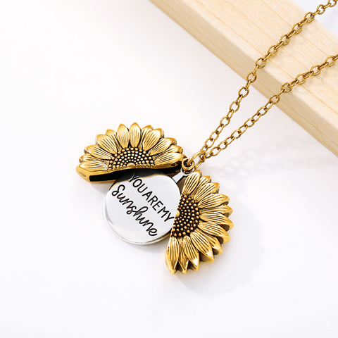 You Are My Sunshine Necklaces For Women Lover Rose Gold Silver Color Long Chain Female Sunflower Pendant Necklace Jewelry 2022 ► Photo 1/6