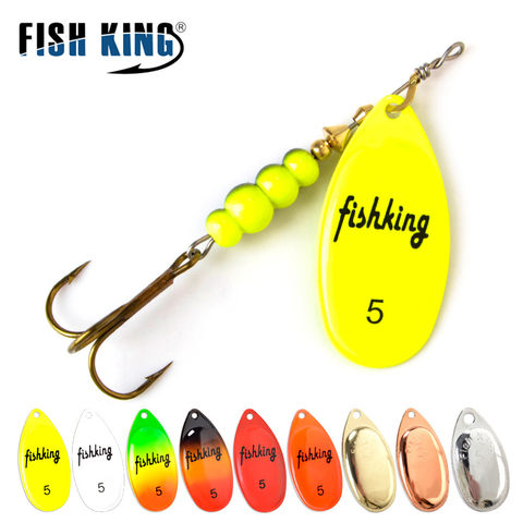 FISH KING Spinner Bait 3.9g 4.6g 7.4g 10.8g 15g Spoon Lures pike Metal With Treble Hooks Arttificial Bass Bait Fishing Lure ► Photo 1/6