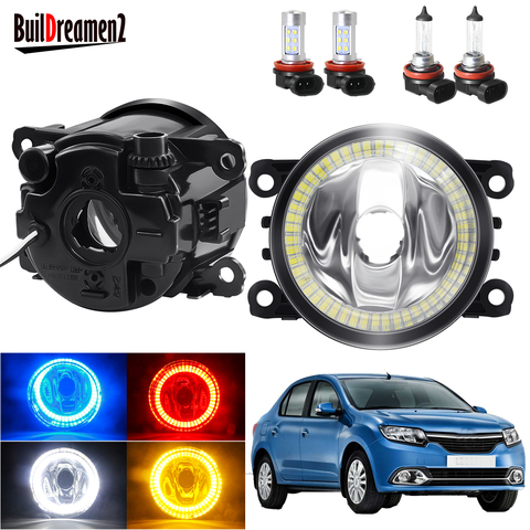 Angel Eye Fog Light Assembly For Renault Logan 2004-2015 Car H11 Front Bumper Fog Lamp with Halo Ring Daytime Running Light 12V ► Photo 1/6