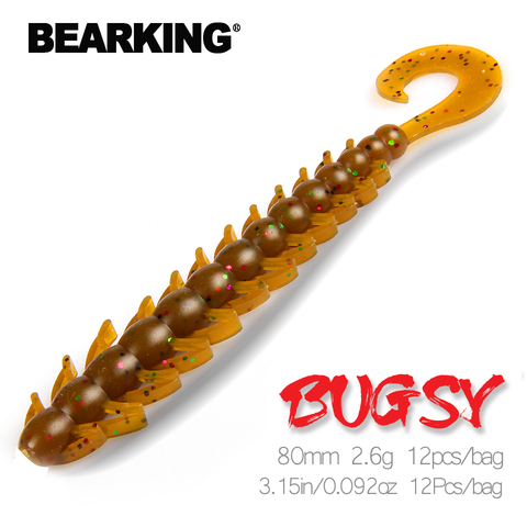 BEARKING Fishing Lure 80mm 2.6g 12pcs / bag bugsy Soft Baits Fishing Wobbler Bass Bait Artificial Fishing soft Lure Tacke ► Photo 1/6