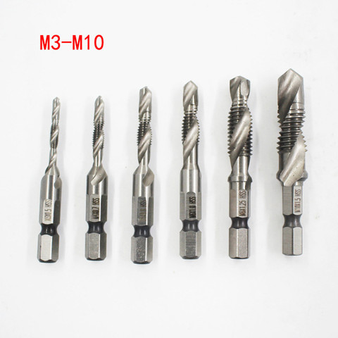 1pcs Thread M3 M4 M5 M6 M8 M10 Screw Tap Drill Bits Hss Taps Countersink Deburr Metric High Speed Steel 1/4 IN Quick Change Hex ► Photo 1/5