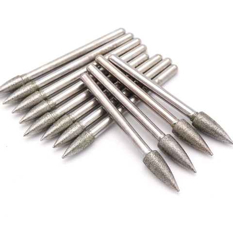 1/5/10PCS 4/5/8mm Bullet Diamond & CBN Burr Grinding Drill Bit Point 3mm Shank for Dremel ► Photo 1/4