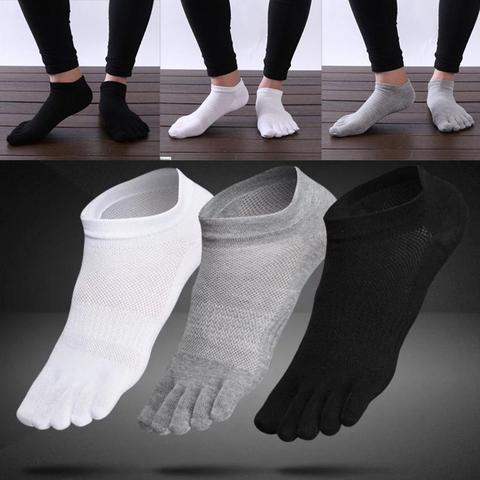 Mens Cotton Toe Five Finger Socks Solid Ankle Sports Socks Cut Breathable Low Z3T0 ► Photo 1/6