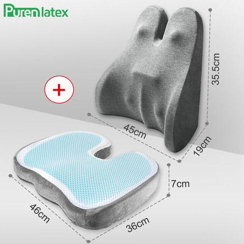 PurenLatex Memory Foam Gel Cushion Waist Lumbar Support Pillow Spine Coccyx Protect Orthopedic Car Seat Office Sofa Back Cushion ► Photo 1/6