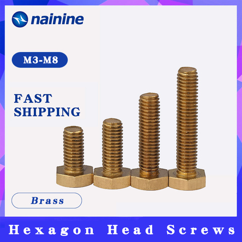 DIN933 M4 M5 M6 M8 M10 Brass Screws Copper Bolts DIN933 Hexagon Head Screws Threaded Up To The Head HW207 ► Photo 1/6