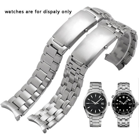 Quality Stainless steel watchband silver wristband  Replacement metal strap for Seamaster 007 series watch accessories ► Photo 1/5