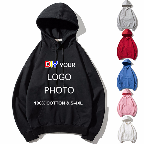 Men/Women Custom hoodies DIY Logo Photo Text Print hooded Hoodie Embroidery Customized sweatshirt cotton high quality streetwear ► Photo 1/6