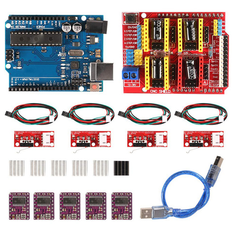 Aokin 4PCS RAMPS 1.4 Mechanical Switch Endstop + CNC Shield V3.0 Jumpers DRV8825 A4988 GRBL Stepper Motor Driver Heat Sink ► Photo 1/6