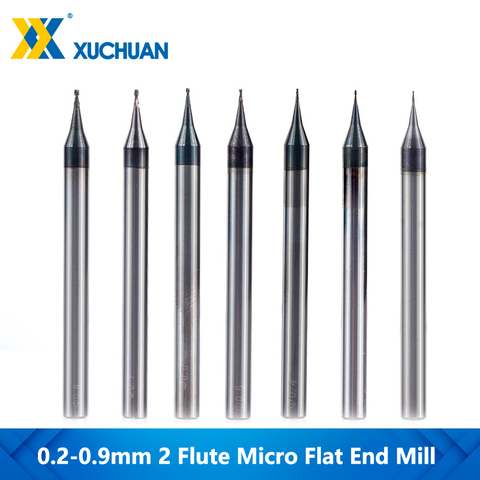 2 Flute Micro Flat End Mill 0.2-0.9mm Mini CNC Router Bit 4mm Shank Tungsten Carbide End Mill Mini Milling Cutter ► Photo 1/5