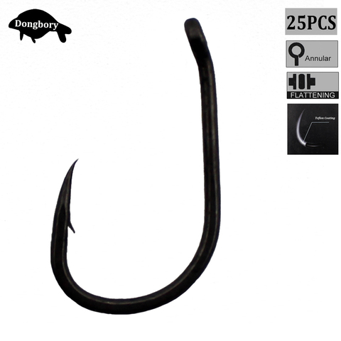 25PCS Teflon Coated Carp Fishing Hooks Sharp Carp Hooks Teflon Coated Fishhooks Matt Black Barbed Carp Chod Rig Hook Mixed Sizes ► Photo 1/6