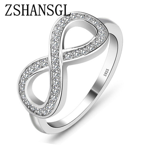 Fashion cz Infinity Endless Love claddagh 8 shape 925 sterling silver Rings For Women Plata/argento filled jewelry anel feminino ► Photo 1/4