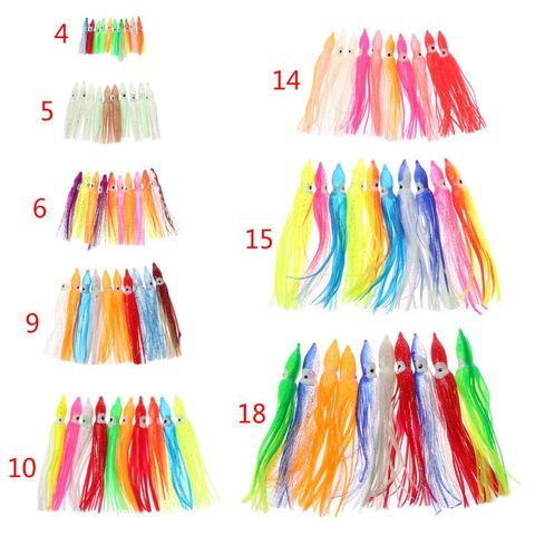 10Pcs/Lot 4 5 6 9 10 14 15 16 18cm Fishing Lures Set Octopus Baits Combo Squid Skirt Lure Trolling Bait Fishing Lures Drop Ship ► Photo 1/6