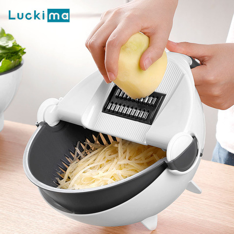 2 In 1 Vegetable Cutter Slicer Chopper Fruit Strainer Basket Multi-Function Spiralizer Grater Food Peeler Mandoline Shredder ► Photo 1/6