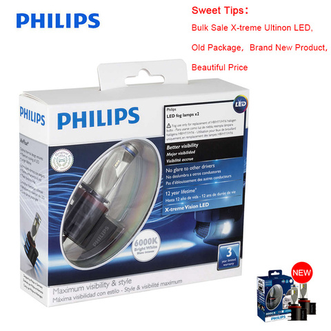 100% Original 2X Philips X-treme Ultinon LED H8 H11 H16 6000K +200% More Bright Light Car Fog Lamps Genuine Bulbs 12834UNIX2 ► Photo 1/6