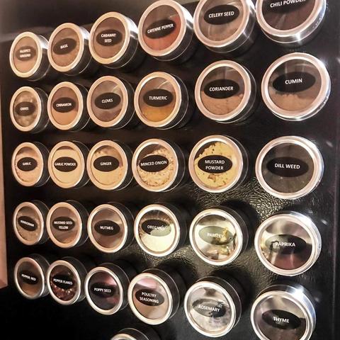 Magnetic Spice Tins Set of 6pcs/9pcs/12pcs Stainless Steel Spice Jar With Clear Top Lid Spice Rack Organizer Container Set ► Photo 1/6
