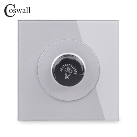 COSWALL Dimmer Regulator Only For Incandescent lamp Crystal Glass Panel Wall Light Switch 15~500W AC 220V R11 Series Gray Color ► Photo 1/5