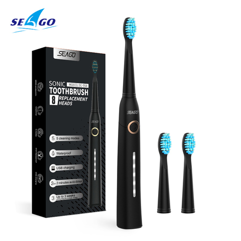 SEAGO Sonic Electric Toothbrush Adult Timer Brush USB Rechargeable Electric Tooth Brushes with 3pc Replacement Brush Head SG958 ► Photo 1/6