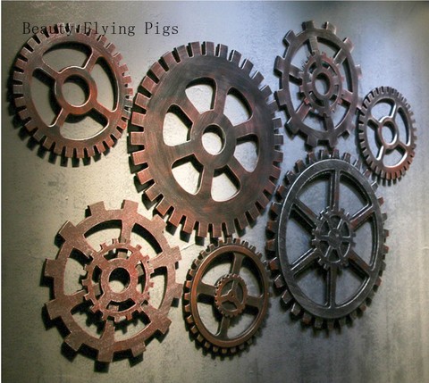 Direct marketing creative retro industrial wind decoration wooden round gear bar wall room home wall hanging decorations ► Photo 1/5