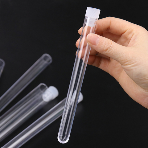 10PCS 15x150mm Lab Clear Plastic Test Tube Round Bottom Tube Vial with Cap Office Lab Experiment Supplies ► Photo 1/6