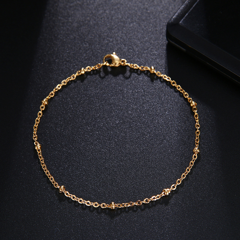 CACANA Stainless Steel Chain Bracelets For Man Women Gold Silver Color For Pendant Gold beads Donot Fade Jewelry N1840 ► Photo 1/5