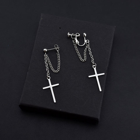 Korea Style Harajuku Punk Cool Egirl Girl Cross Chain Pendant Earrings For Women Men Bff Street Hip Hop Jewelry Gift ► Photo 1/6