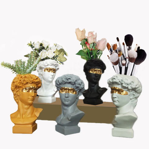 Resin Vase Northern Europe Home Decoration Makeup Brush Storage Box Multifunction Pen Holder Statue Sculpture  Model ► Photo 1/6