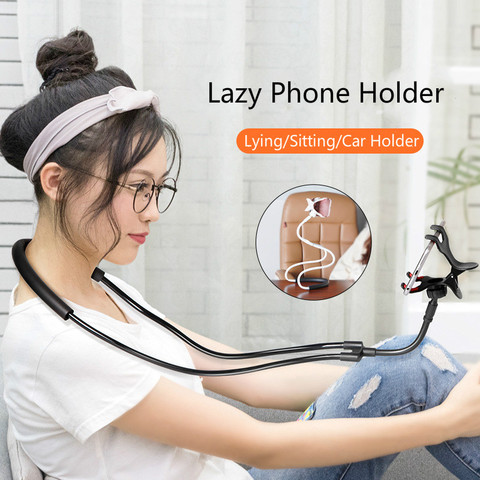 Popular Flexible Mobile Phone Holder Hanging Neck Lazy Necklace Bracket 360 Degree Phones Holder Stand For iPhone Xiaomi Huawei ► Photo 1/6