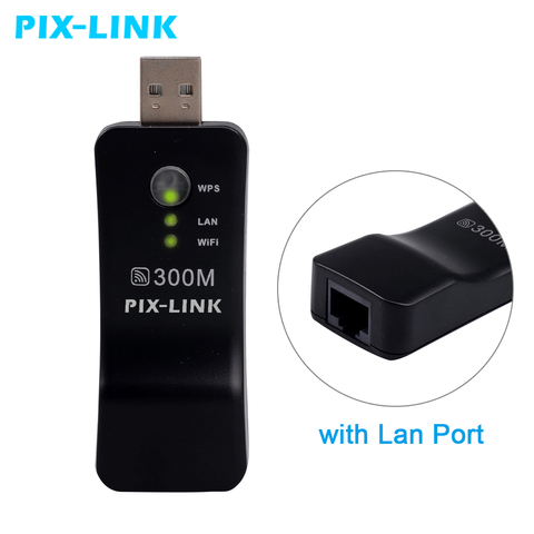 Pixlink 300Mpbs Wireless WiFi Router Extender Network Adapter Universal HDTV RJ45 Repeater AP USB WPS for Sony XiaoMi Smart TV ► Photo 1/6