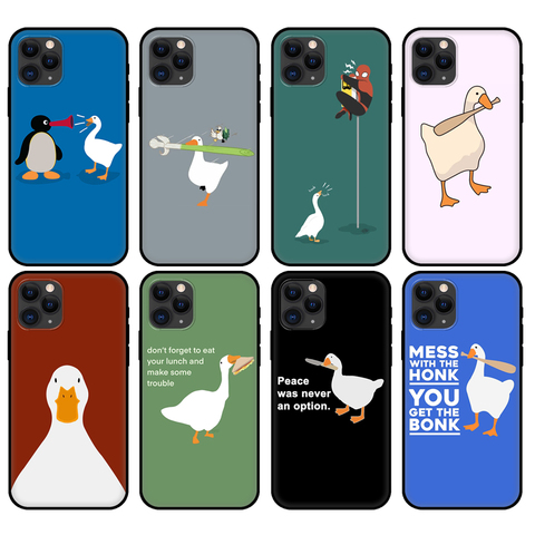 Black tpu case for iphone 5 5s se 2022 6 6s 7 8 plus x 10 XR XS 11 12 mini pro MAX back cover Duck Goose Game ► Photo 1/6