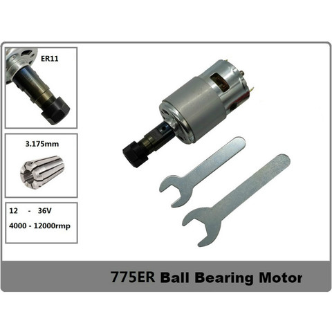 775 DC Motor 12-36V 4000-12000 RPM Engraving Machine Spindle Motor with ER11 Extension Rod for 1610/2417/3018 CNC Router Machine ► Photo 1/1