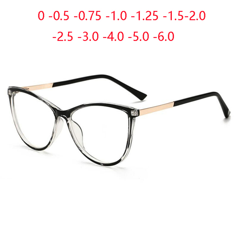 Blu-ray Blocking Cat Eye Nearsighted Eyeglasses Women Men Fashion PC Oval Prescription Spectacle 0 -0.5 -0.75 -1.0 To -6.0 ► Photo 1/6