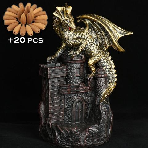 Incense Holder Ceramics Dragon Incense Cones Burner Incense Stick Holder  Backflow Incense Burner With 100 Free Cones Hom