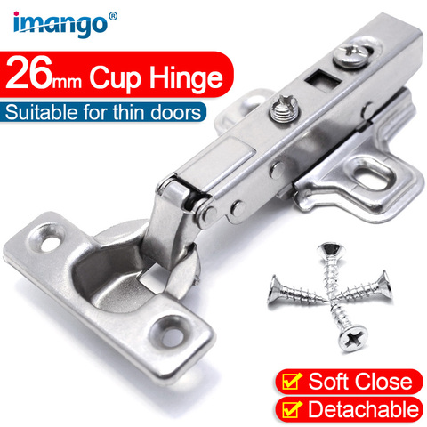 90 Degree Inset 26mm Small Furniture Hinge Soft Close Mini Hydraulic Damper for Kitchen Cabinet Cupboard Door Hinges Buffering ► Photo 1/6