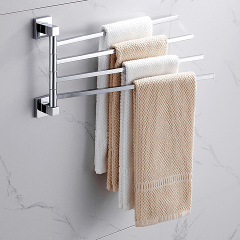 Stainless Steel 2/4 Swivel Towel Bars Hanger Bathrobe Towel Rack Holder Wall Mounted Rotatable Bathroom Accessories ► Photo 1/6