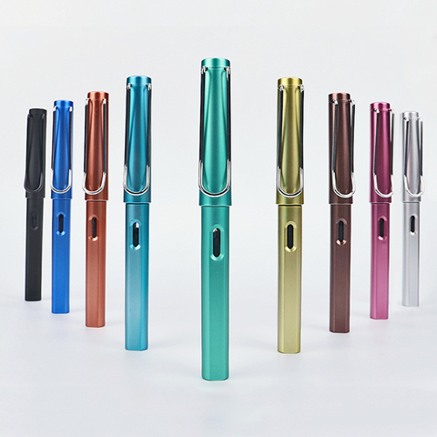 Gold Clip Transparent Fountain Pen Plastic 0.38mm 0.5mm Colored Ink Pens  Stationery for Student